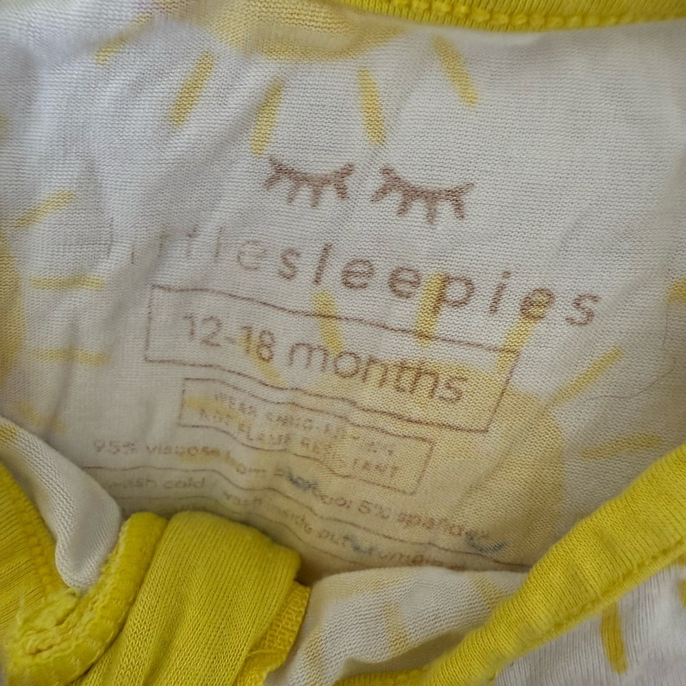 Little Sleepies Yellow and White Footies with Floral Design - Picture 2 of 2
